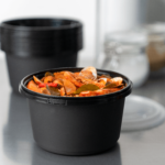 [150 sets] 52 oz PP Tamper Resistant Injection Molded Microwaveable Black Food Container w/Clear lid