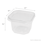 [400 ct] 16 oz PET Tamper Resistant Square Container, Clear - Image 3