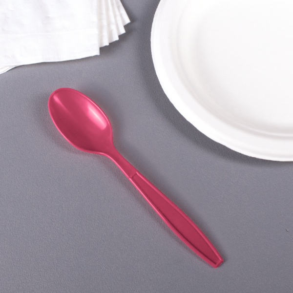 [1,000 ct] PP Plastic Extra Heavy Weight Tea Spoons, Pink