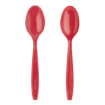 [1,000 ct] PP Plastic Extra Heavy Weight Tea Spoons, Red - Image 2