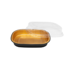 [100 sets] 24 oz Black and Gold Aluminum Pans with PET Dome Lids - Image 2