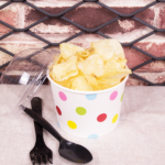 [1,000 ct] 12 oz Paper Food Containers | 100 mm | Dots Print