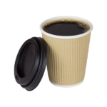 [500 ct] 8 oz Paper Coffee Cups | Ripple | 80 mm | Kraft - Image 9