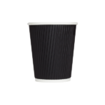 [500 ct] 8 oz Paper Coffee Cups | Ripple | 80 mm | Black - Image 2