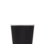 [500 ct] 8 oz Paper Coffee Cups | Ripple | 80 mm | Black - Image 3