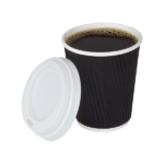 [500 ct] 8 oz Paper Coffee Cups | Ripple | 80 mm | Black - Image 8