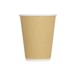 [500 ct] 12 oz Paper Coffee Cups | Ripple | 90 mm | Kraft - Image 2