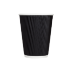 [500 ct] 12 oz Paper Coffee Cups | Ripple | 90 mm | Black - Image 2