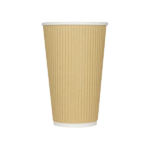 [500 ct] 16 oz Paper Coffee Cups | Ripple | 90 mm | Kraft - Image 2
