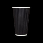 [500 ct] 16 oz Paper Coffee Cups | Ripple | 90 mm | Black - Image 5