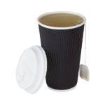 [500 ct] 16 oz Paper Coffee Cups | Ripple | 90 mm | Black - Image 3