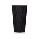 [500 ct] 20 oz Paper Coffee Cups | Ripple | 90 mm | Black - Image 2