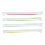 [2,000 ct] Clear Boba Straws | Individually Wrapped | Mixed Stripes (0.39" x 7.5")