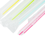 [2,000 ct] Clear Boba Straws | Individually Wrapped | Mixed Stripes (0.39" x 7.5") - Image 2
