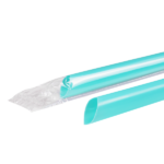 [1,600 ct] Boba Straws | Diagonal Cut | Individually Wrapped | Aqua (0.39" x 9") - Image 2