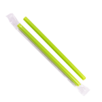 [1,600 ct] Boba Straws | Diagonal Cut | Individually Wrapped | Green (0.39" x 9")