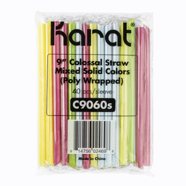 [1,600 ct] Boba Straws | Diagonal Cut | Individually Wrapped - Mixed Color (0.39" x 9")