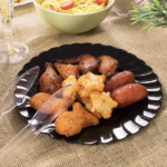 [120 ct] 9" Black Scalloped Plastic Plates | PS - Image 3