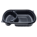 [300 ct] 36 oz Microwaveable Take-Out Box | 2-Compartment | PP | Black - Image 4