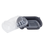 [300 ct] 36 oz Microwaveable Take-Out Box | 2-Compartment | PP | Black - Image 7