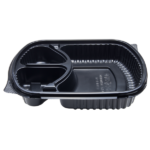 [300 ct] 36 oz Microwaveable Take-Out Box | 3-Compartment | PP | Black - Image 3