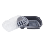 [300 ct] 36 oz Microwaveable Take-Out Box | 3-Compartment | PP | Black - Image 6