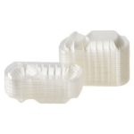 [300 ct] OPS Lid for 36 oz Microwaveable Take-Out Box | 2-Compartment | Clear - Image 7