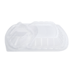 [300 ct] OPS Lid for 36 oz Microwaveable Take-Out Box | 3-Compartment | Clear - Image 3