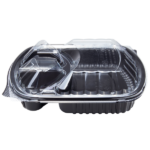 [300 ct] OPS Lid for 36 oz Microwaveable Take-Out Box | 3-Compartment | Clear - Image 7