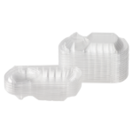 [300 ct] OPS Lid for 36 oz Microwaveable Take-Out Box | 3-Compartment | Clear - Image 2