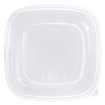[50 ct] 80/160 oz Square Disposable Salad Bowl Lids | PET | Clear - Image 5