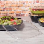 [50 ct] 80/160 oz Square Disposable Salad Bowl Lids | PET | Clear