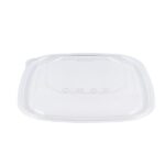 [300 ct] 24-48 oz Square Disposable Salad Bowl Lids | PET | Clear - Image 3