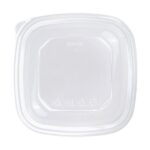 [150 ct] 64 oz Square Disposable Salad Bowl Lids | PET | Clear - Image 5
