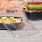 [300 ct] 24-48 oz Square Disposable Salad Bowl Lids | PET | Clear