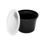 [240 sets] 16 oz Deli Containers with Lids | Injection Molded PP | Black - Image 5