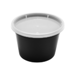 [240 sets] 16 oz Deli Containers with Lids | Injection Molded PP | Black - Image 6