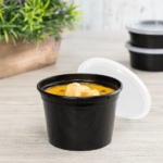 [240 sets] 16 oz Deli Containers with Lids | Injection Molded PP | Black