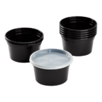 [240 sets] 12 oz Deli Containers with Lids | Injection Molded PP | Black - Image 2