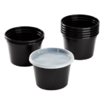 [240 sets] 16 oz Deli Containers with Lids | Injection Molded PP | Black - Image 2