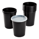 [240 sets] 32 oz Deli Containers with Lids | Injection Molded PP | Black - Image 2