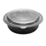 [150 ct] 48 oz PP Round Microwaveable Container, Black - Image 4