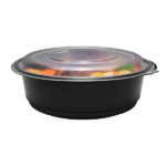 [150 ct] 48 oz PP Round Microwaveable Container, Black - Image 6