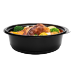 [150 ct] 48 oz PP Round Microwaveable Container, Black - Image 7