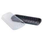 [100 ct] Full Slab Black PP Plastic Rib Container with Clear OPS lid - Image 10