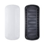 [100 ct] Full Slab Black PP Plastic Rib Container with Clear OPS lid - Image 3