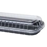 [100 ct] Full Slab Black PP Plastic Rib Container with Clear OPS lid - Image 4