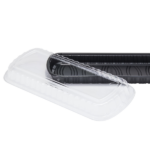 [100 ct] Full Slab Black PP Plastic Rib Container with Clear OPS lid - Image 8