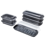 [100 ct] Full Slab Black PP Plastic Rib Container with Clear OPS lid - Image 6