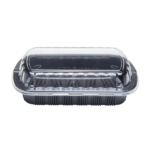 [100 ct] Half Slab Black PP Plastic Rib Container with Clear OPS lid - Image 3